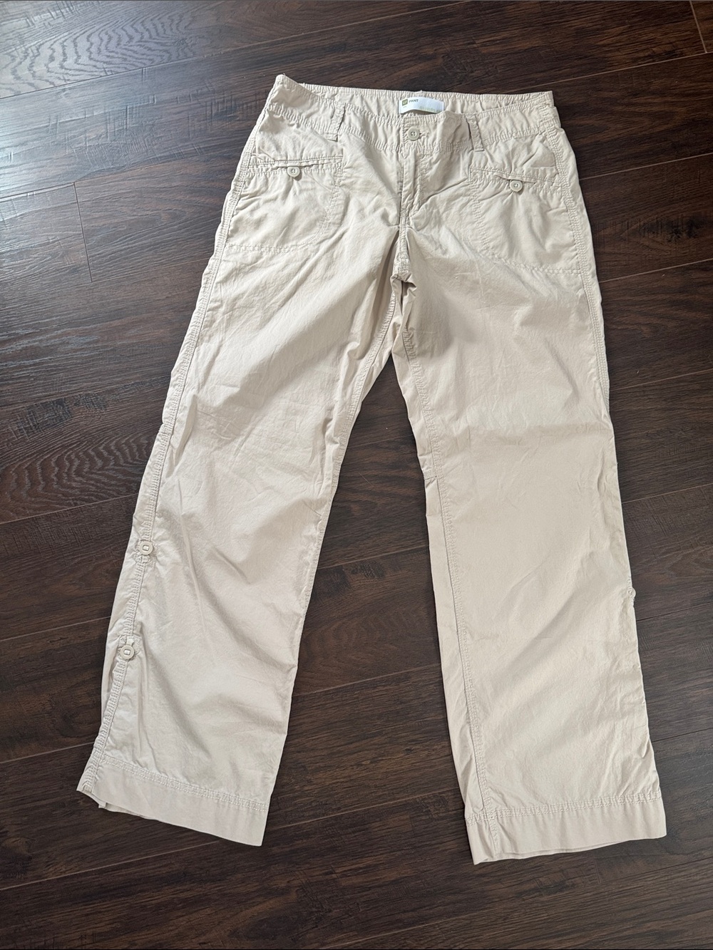 GAP Wide-Leg Cotton Pants in Light Beige
